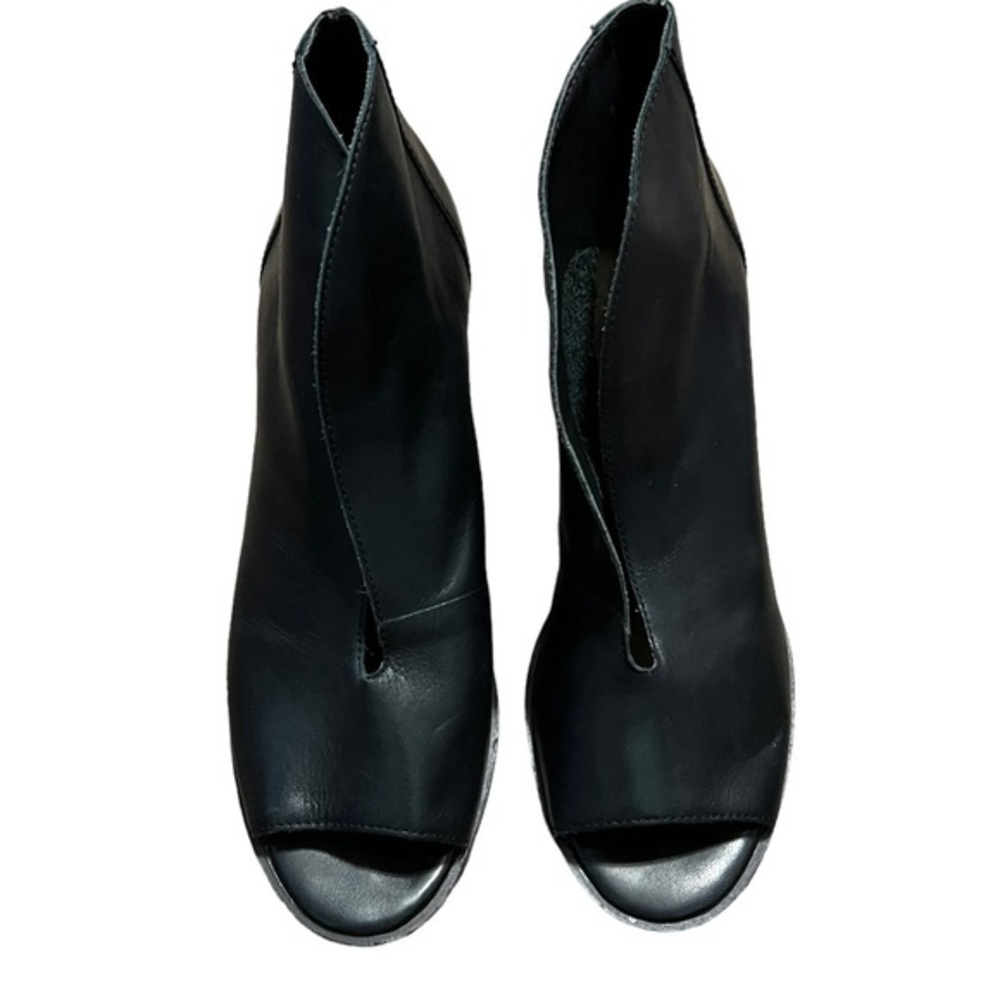 Lucky Brand Black Slip On Healed Boots open Toe Size 6